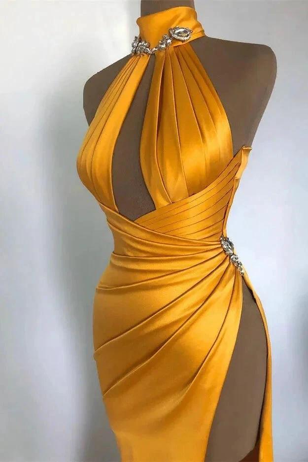 Sexy Long Mermaid High Neck Sleeveless Prom Dress With Slit - Image 2