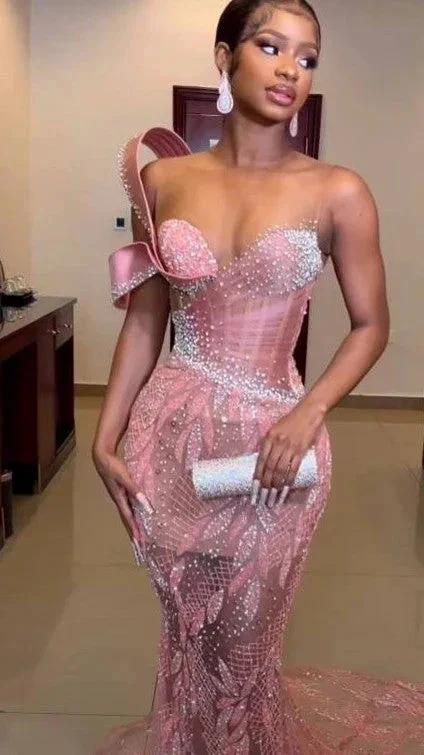 Sexy Long Mermaid One Shoulder Sequin Sparkle Prom Dress - Image 2