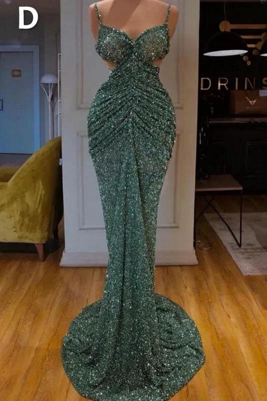 Sexy Long Mint Green Sequins Prom Dress Mermaid - Image 3