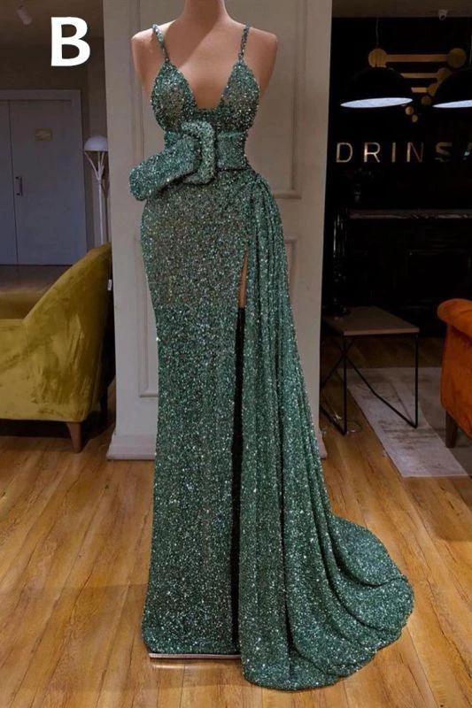 Sexy Long Mint Green Sequins Prom Dress Mermaid - Image 4