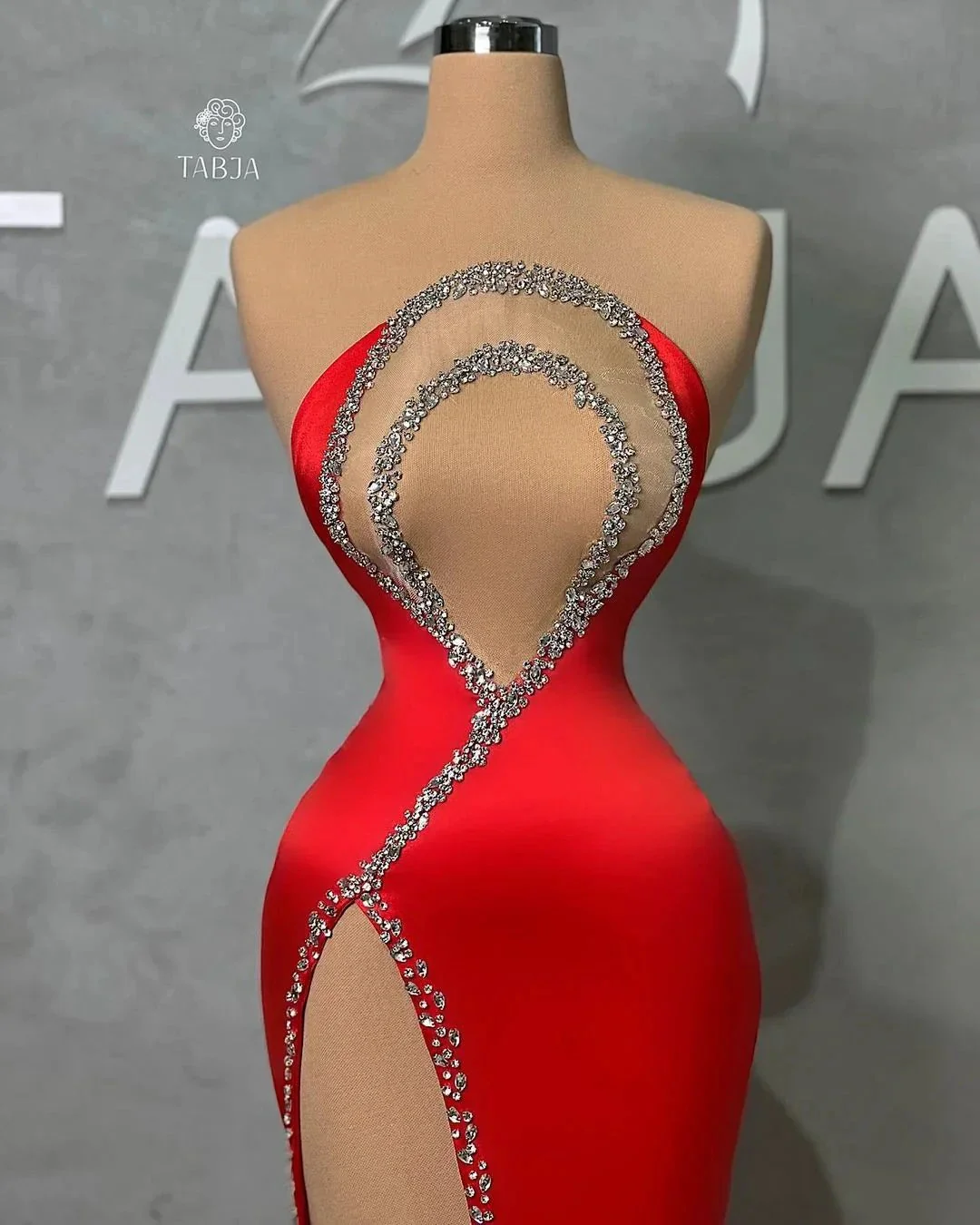 Sexy Long Red Mermaid Beading Sleeveless Prom Dress With Slit - Image 2