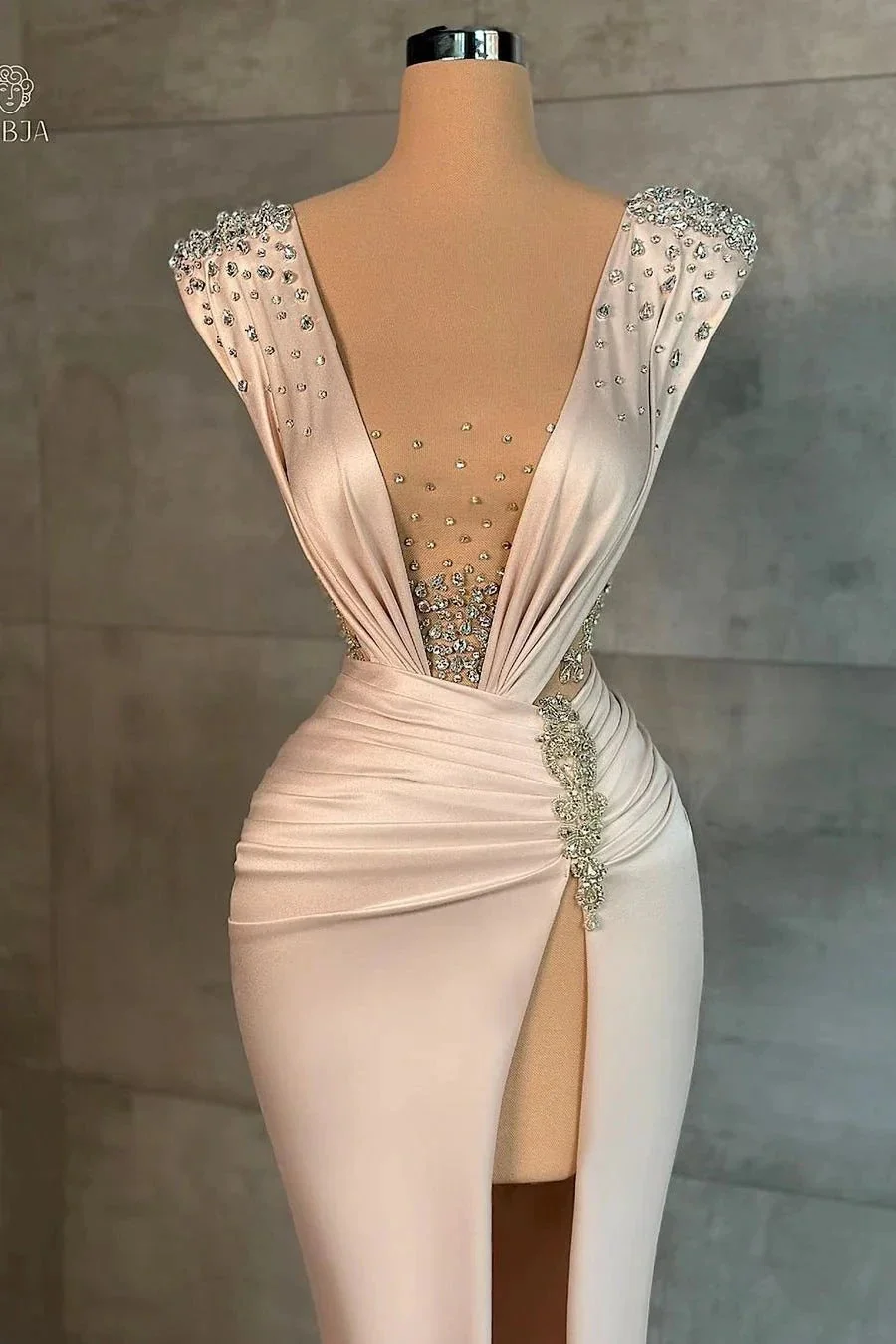 Sexy Long V-neck Split Front Mermaid Prom Dress With Rhinestones - Image 2