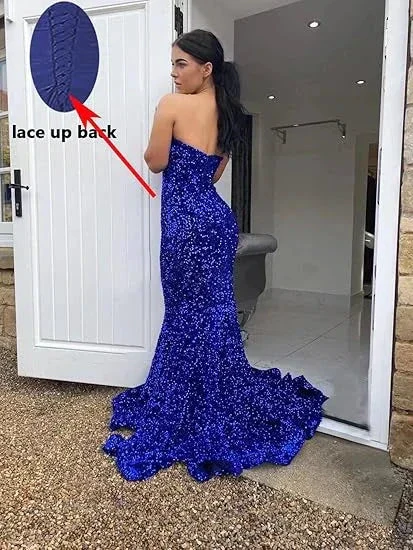 Sexy Mermaid Glitter Prom Dress Long Evening Gowns Dark Green Women Formal Dresses Y4329 - Image 4