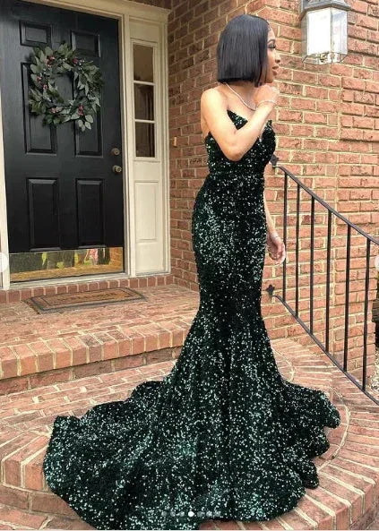 Sexy Mermaid Glitter Prom Dress Long Evening Gowns Dark Green Women Formal Dresses Y4329 - Image 7