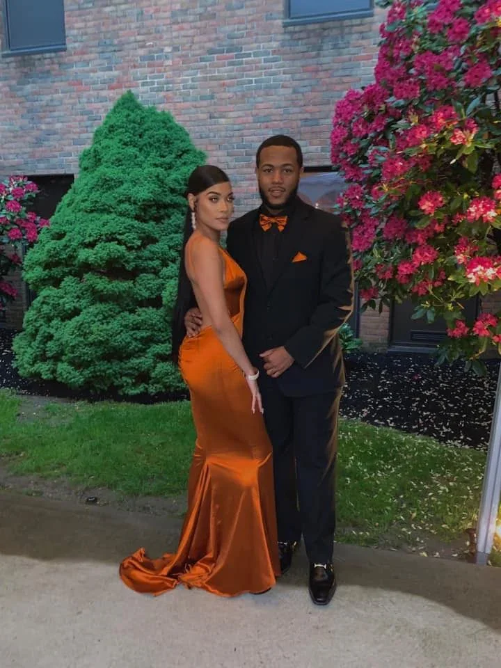 Sexy Mermaid Orange Evening Dress With Train Y5024 - Image 2