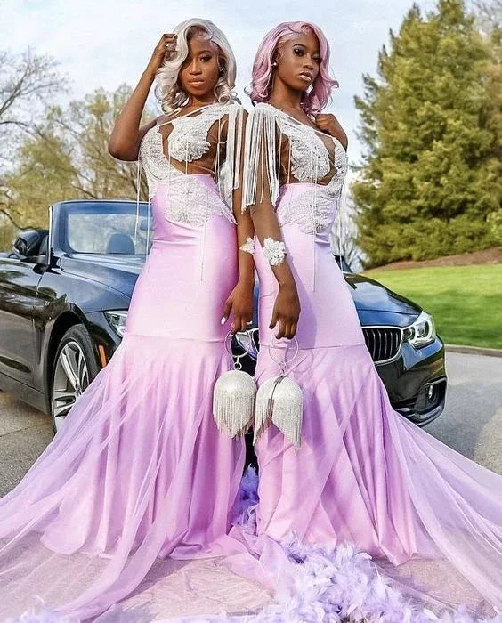 Sexy Mermaid Prom Dress With Feathers Charming Evening Dress Y6637 - Image 2