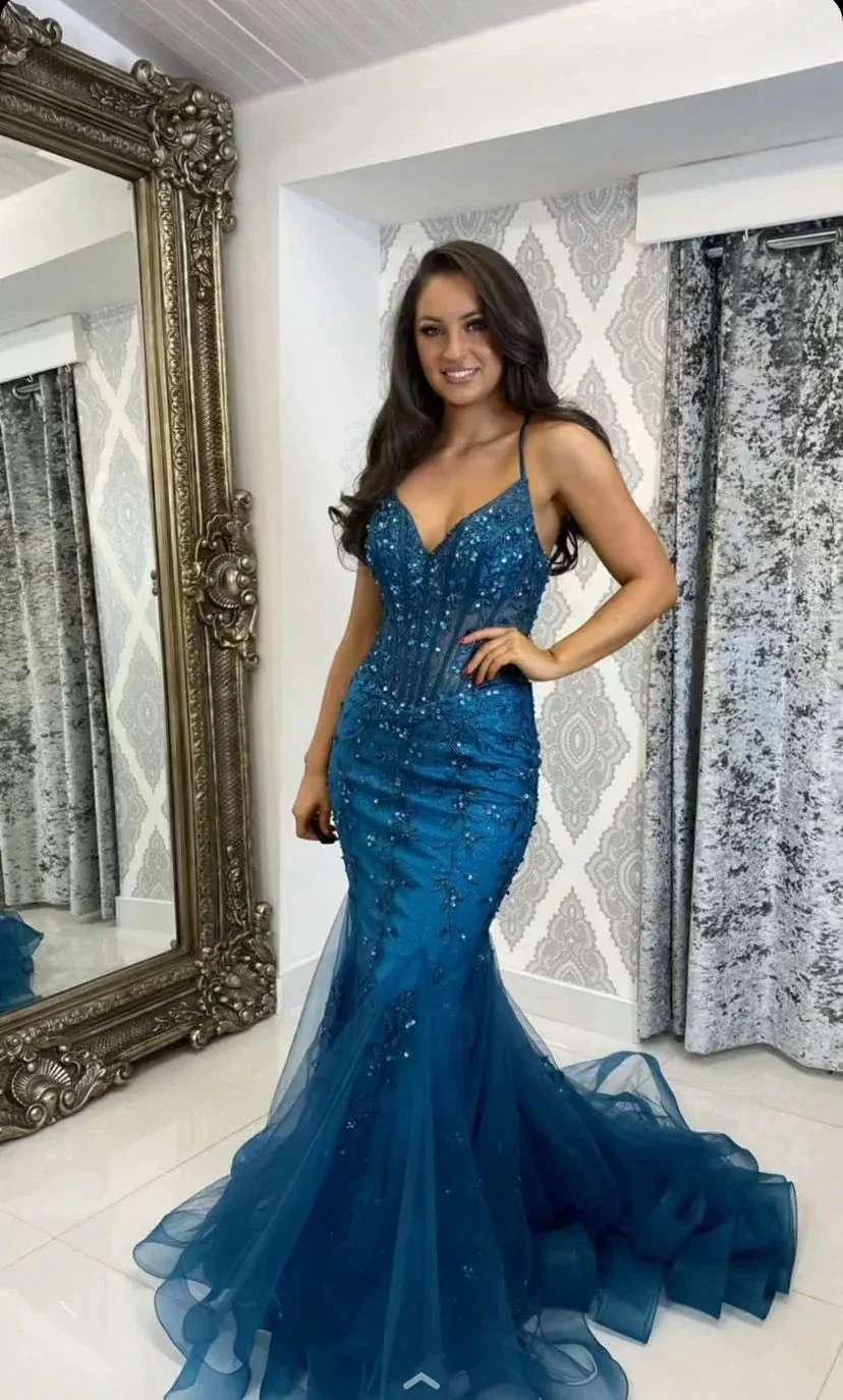 Sexy Mermaid V Neck Evening Dress Charming Evening Dress Y4898 - Image 2