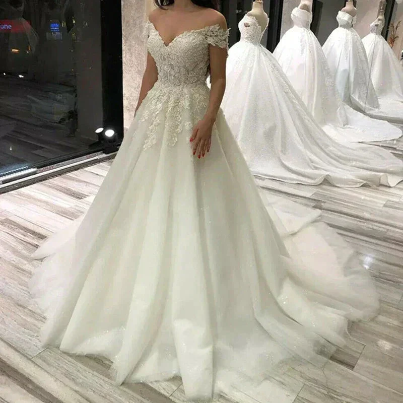 Sexy Off Shoulder Lace Wedding Dress Vintage Women's A-Line Gownes Robe De Soir é e De Mariage Bridal Dress Vestidos De Fiesta - Image 2