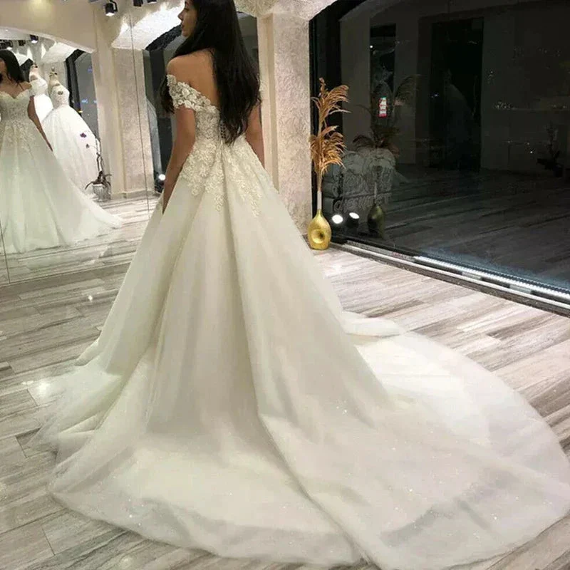 Sexy Off Shoulder Lace Wedding Dress Vintage Women's A-Line Gownes Robe De Soir é e De Mariage Bridal Dress Vestidos De Fiesta - Image 3