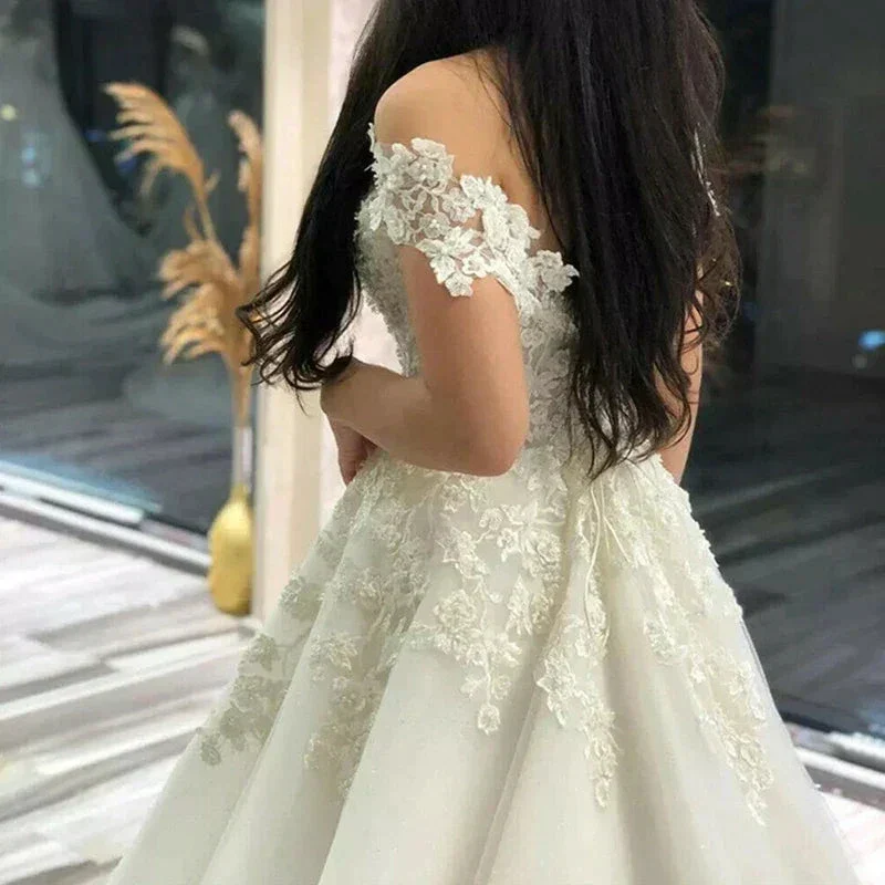 Sexy Off Shoulder Lace Wedding Dress Vintage Women's A-Line Gownes Robe De Soir é e De Mariage Bridal Dress Vestidos De Fiesta - Image 4