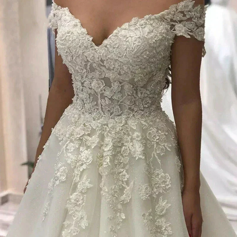Sexy Off Shoulder Lace Wedding Dress Vintage Women's A-Line Gownes Robe De Soir é e De Mariage Bridal Dress Vestidos De Fiesta - Image 5