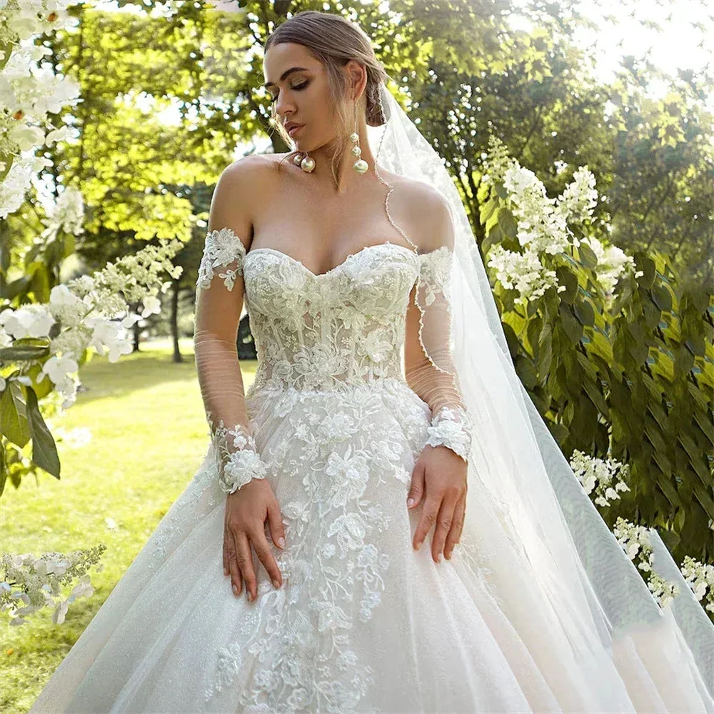 Sexy Off Shoulder Pretty Backless Mopping Wedding Dresses Fascinating Elegant Spaghetti Straps Boho Lace Applique Bride Gown - Image 2