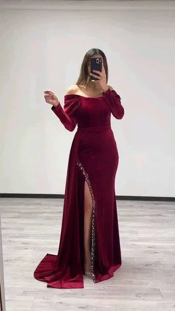 Sexy Off The Shoulder Sheath Evening Dress Y5803 - Image 2