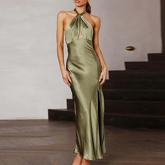 Sexy Olive Green Backless Evening Dress Olive Green Gala Dress Y7400 - Image 3