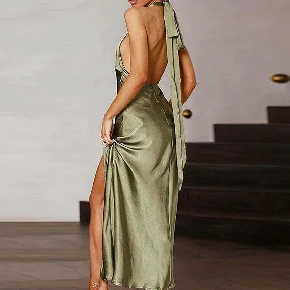 Sexy Olive Green Backless Evening Dress Olive Green Gala Dress Y7400 - Image 4