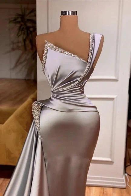 Sexy One Shoulder Slim Mermaid Evening Dress with Sweep Train - Image 4