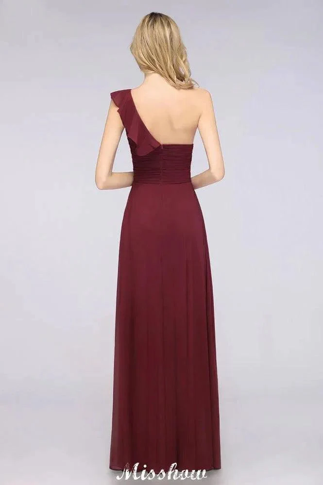 Sexy One-Shoulder Sweetheart Sleeveless Bridesmaid Dress Ruffles Beach Wedding Party Dress - Image 2