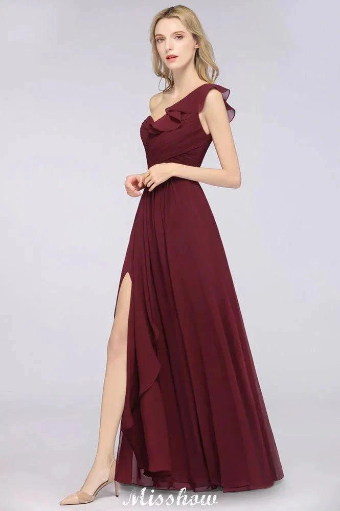 Sexy One-Shoulder Sweetheart Sleeveless Bridesmaid Dress Ruffles Beach Wedding Party Dress - Image 4