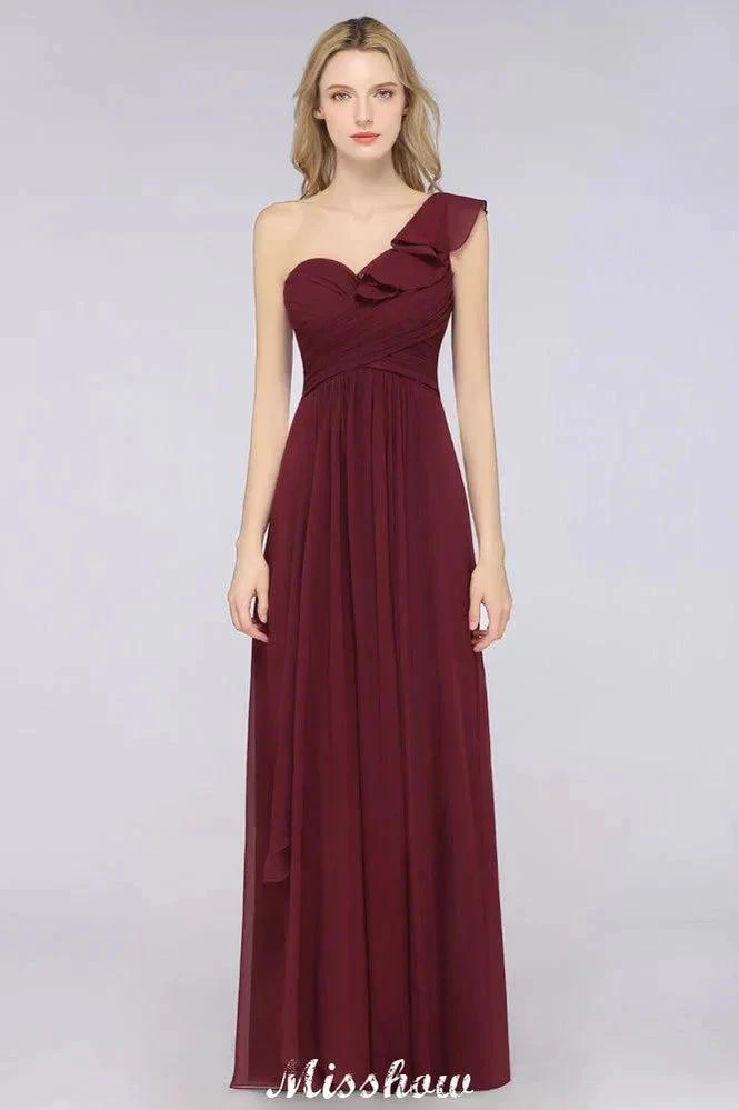 Sexy One-Shoulder Sweetheart Sleeveless Bridesmaid Dress Ruffles Beach Wedding Party Dress - Image 5
