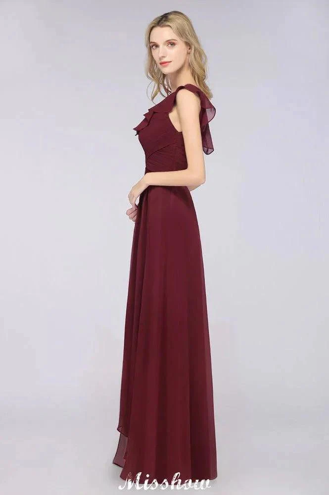Sexy One-Shoulder Sweetheart Sleeveless Bridesmaid Dress Ruffles Beach Wedding Party Dress - Image 6