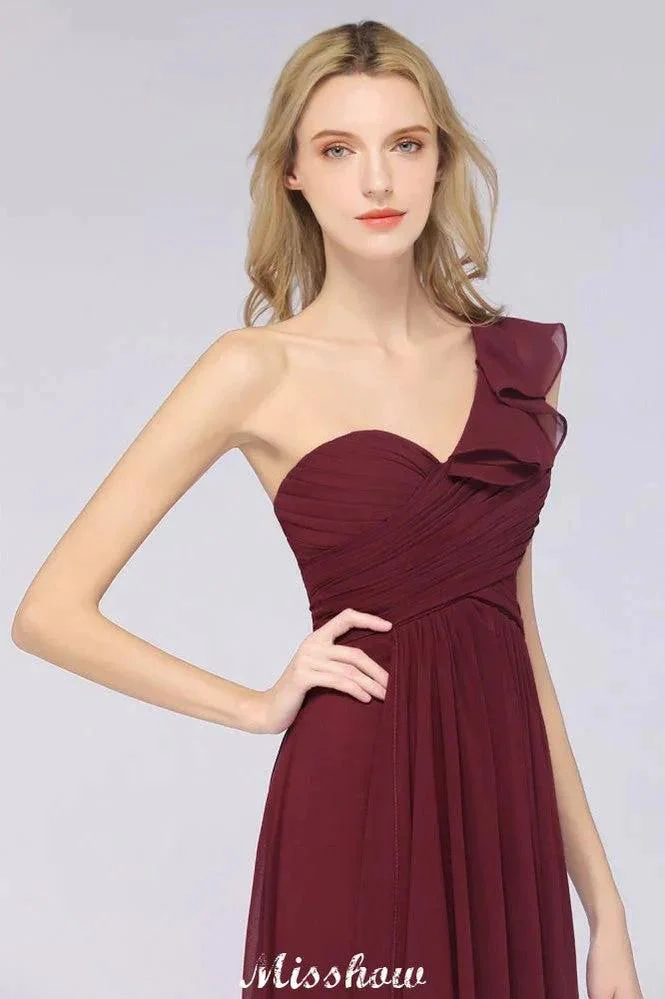 Sexy One-Shoulder Sweetheart Sleeveless Bridesmaid Dress Ruffles Beach Wedding Party Dress - Image 7