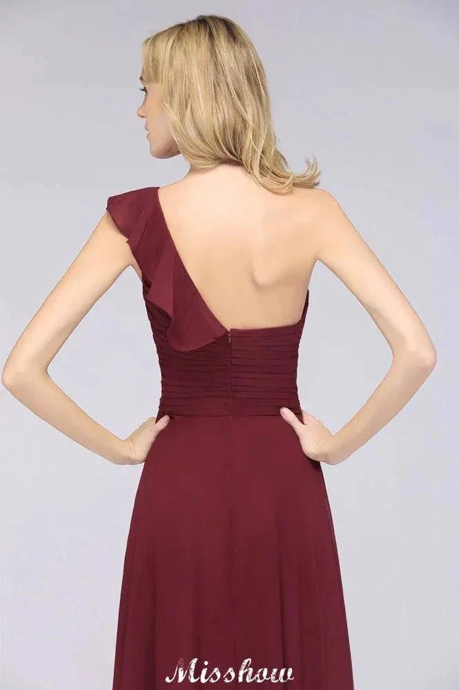 Sexy One-Shoulder Sweetheart Sleeveless Bridesmaid Dress Ruffles Beach Wedding Party Dress - Image 8