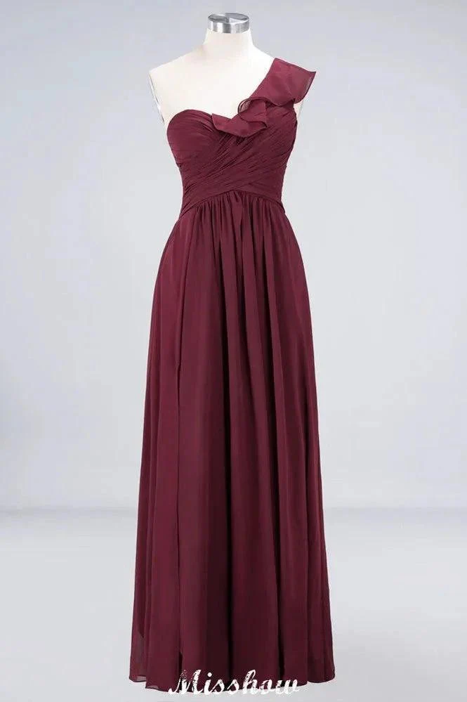 Sexy One-Shoulder Sweetheart Sleeveless Bridesmaid Dress Ruffles Beach Wedding Party Dress - Image 9