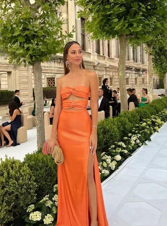 Sexy Orange Sheath Prom Dress Orange Evening Dress Y6234 - Image 2