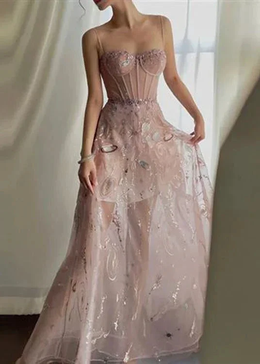 Sexy Pink A-line Prom Dress Pink Evening Gown Y6541 - Image 2