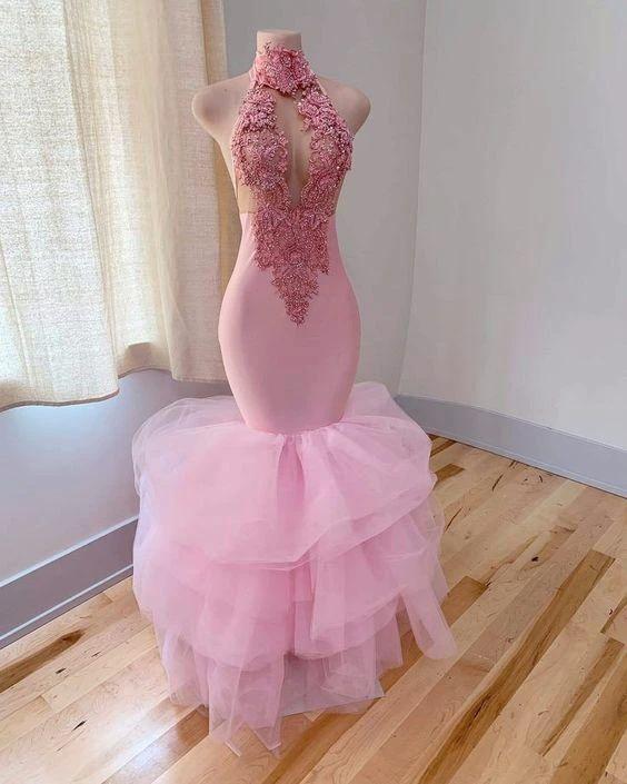 Sexy Pink Mermaid Evening Dress Wedding Reception Dress Y818 - Image 2