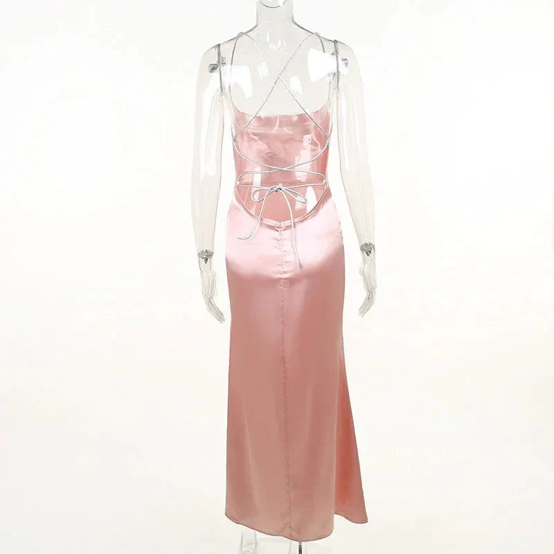 Sexy Pink Mermaid Long Prom Dress,Backless Pink Evening Dress  Y1933 - Image 3