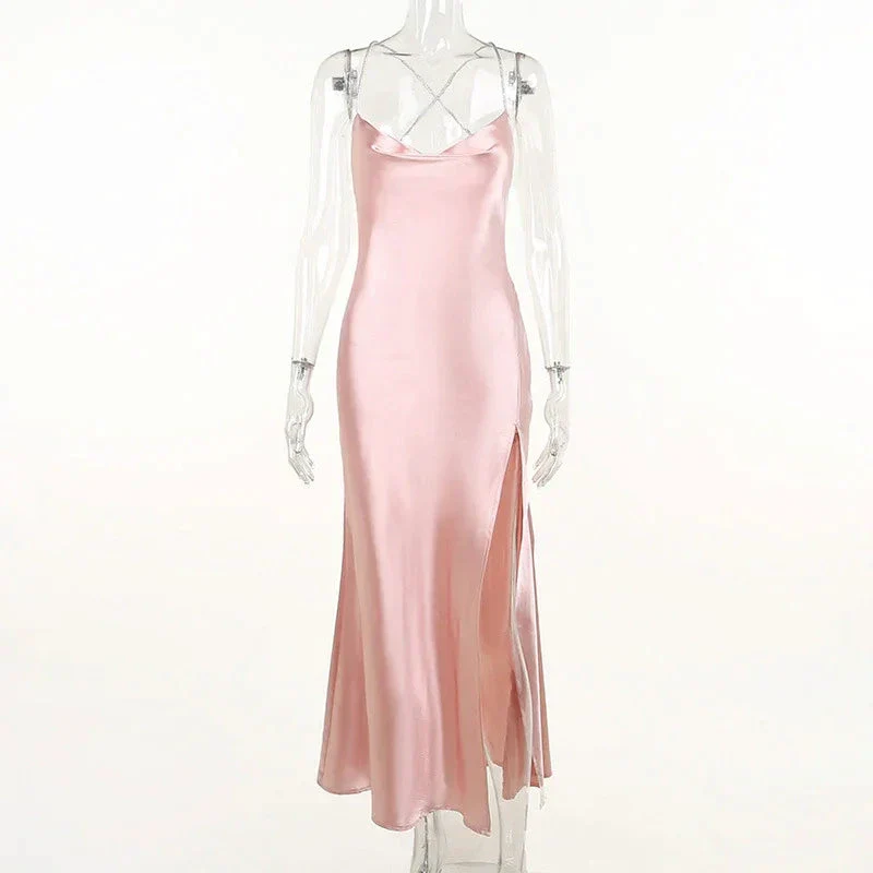 Sexy Pink Mermaid Long Prom Dress,Backless Pink Evening Dress  Y1933 - Image 4