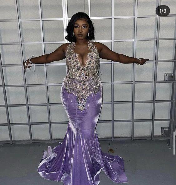 Sexy Purple Mermaid Long Prom Dresses Long Evening Dress  Y1837 - Image 2