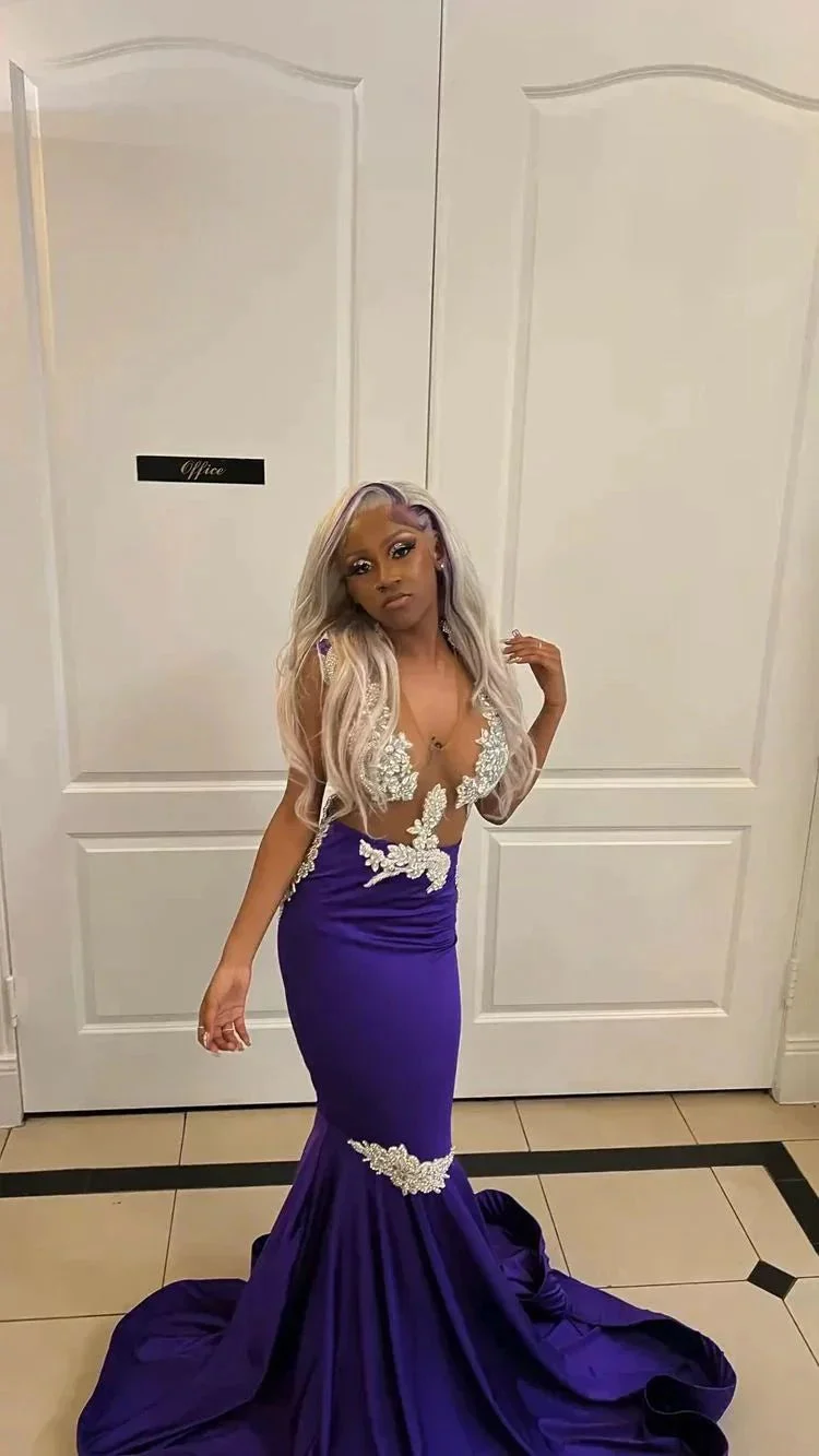 Sexy Purple Mermaid Prom Dress,Charming Evening Dress  Y1708 - Image 2