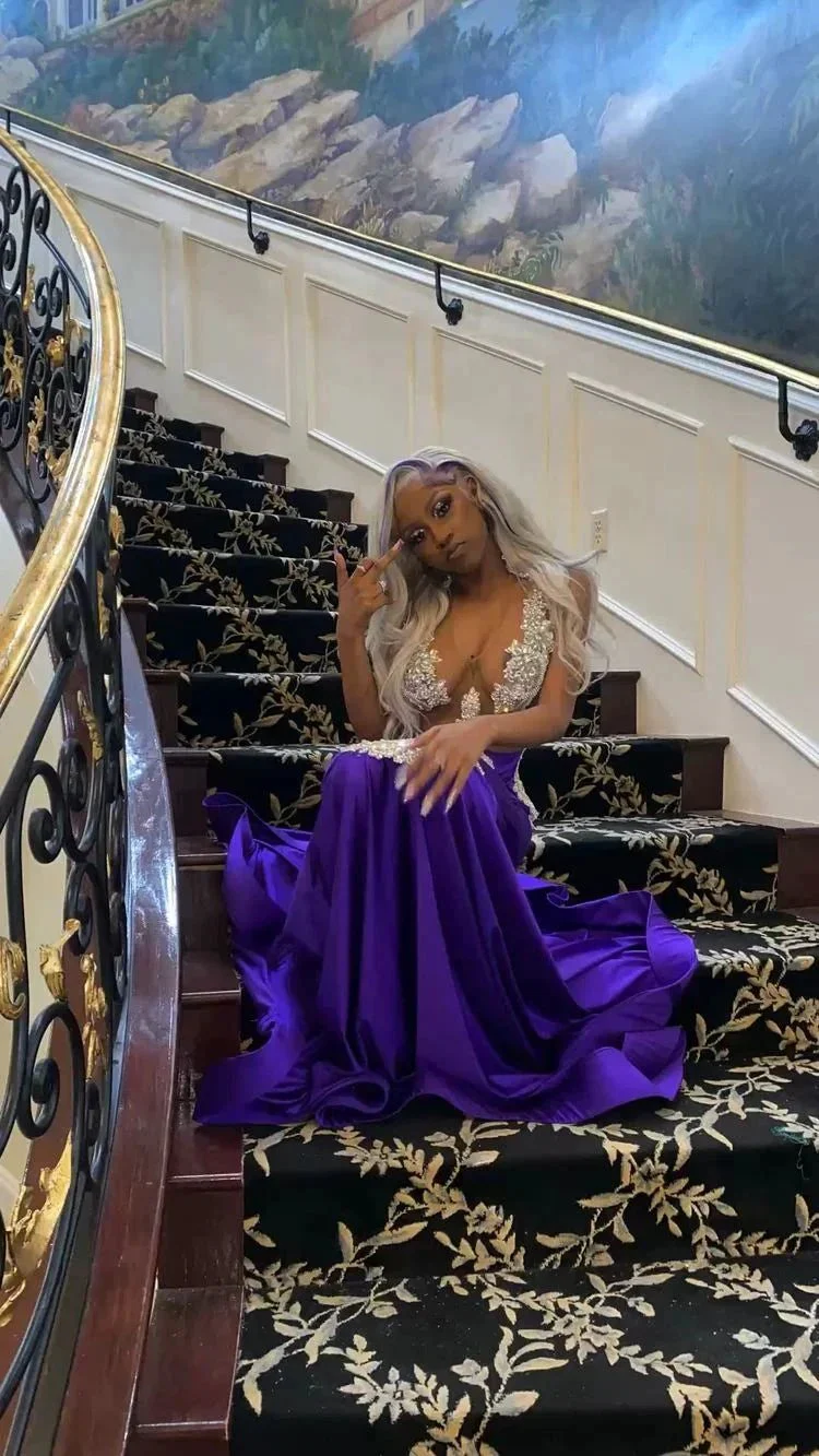 Sexy Purple Mermaid Prom Dress,Charming Evening Dress  Y1708 - Image 3