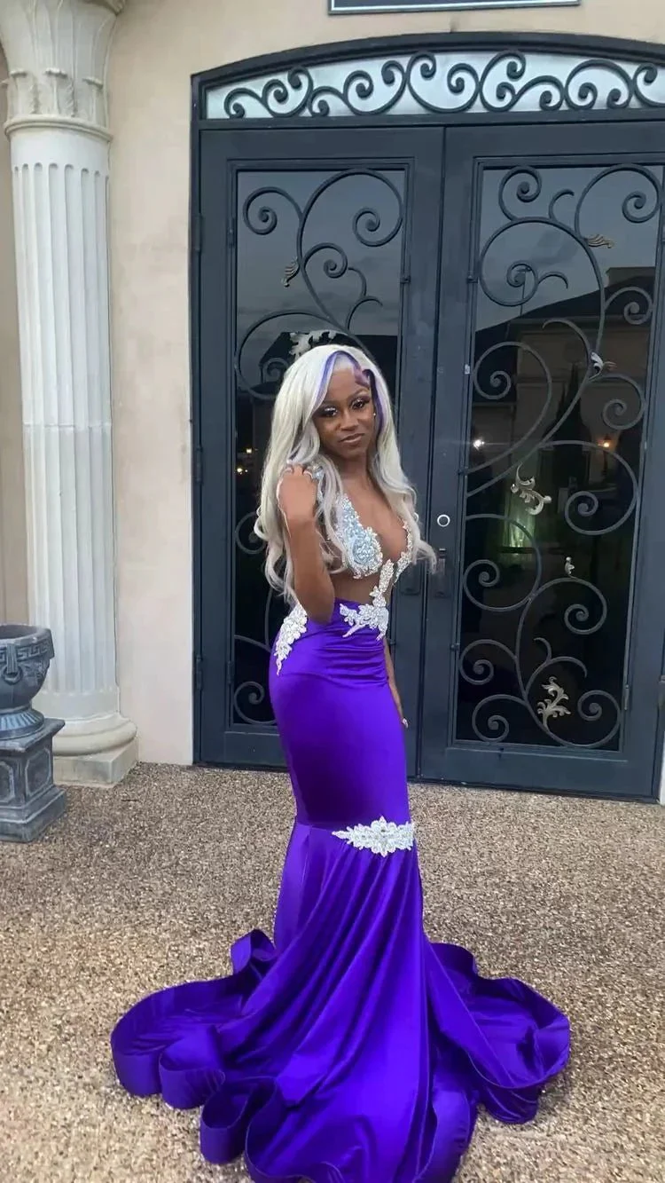 Sexy Purple Mermaid Prom Dress,Charming Evening Dress  Y1708 - Image 4