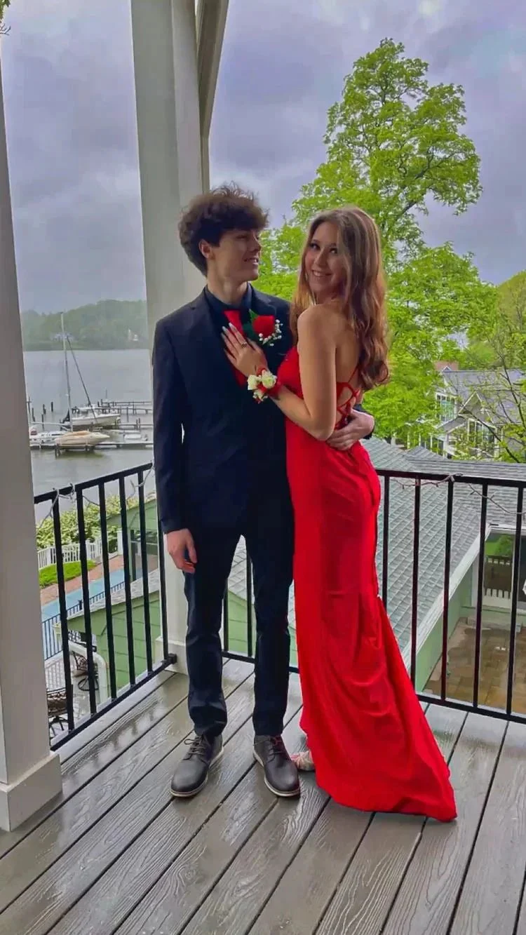 Sexy Red Mermaid Long Prom Dress,Backless Evening Dress  Y1676 - Image 2