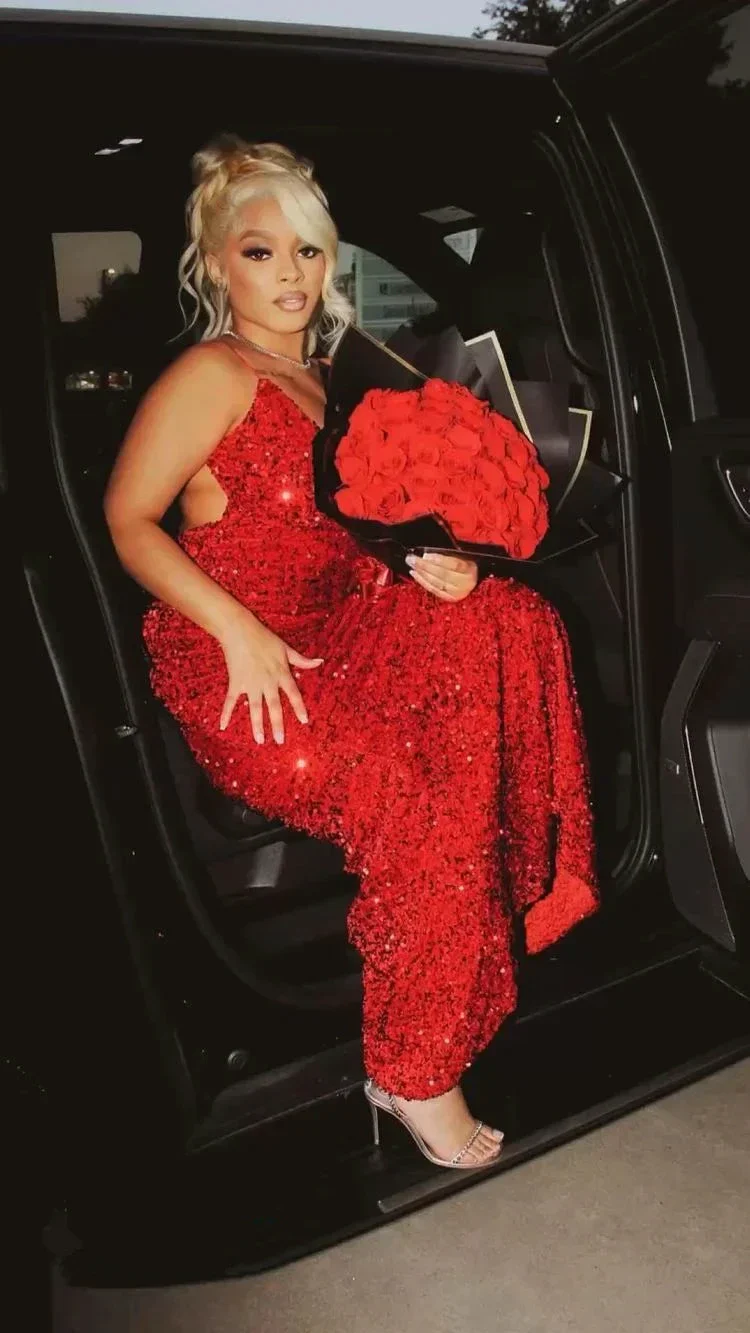 Sexy Red Sequins Evening Dress ,Glitter Red Evening Gown Y2291 - Image 4