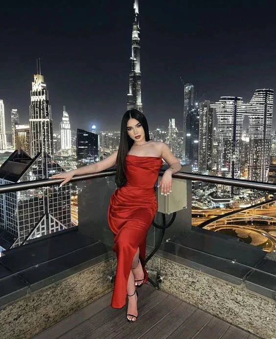 Sexy Red Strapless Sheath Evening Dress Red Party Gown Y6030 - Image 2
