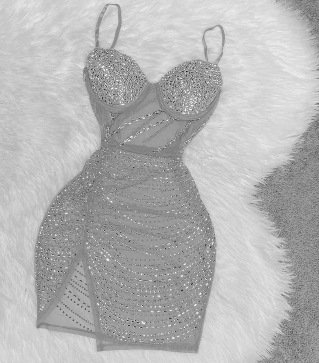Sexy See-through Silver Homecoming Dress Short Homecoming Dress Silver Club Dress Y2087 - Image 2