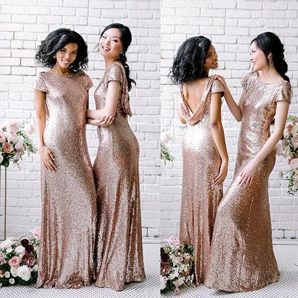 Sexy Sequined Bridesmaid Dresses Rose Gold Long Wedding Guest Dresses - Image 10