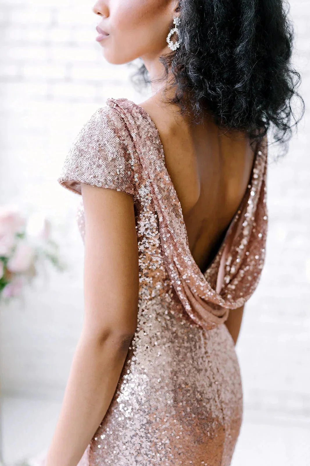 Sexy Sequined Bridesmaid Dresses Rose Gold Long Wedding Guest Dresses - Image 9