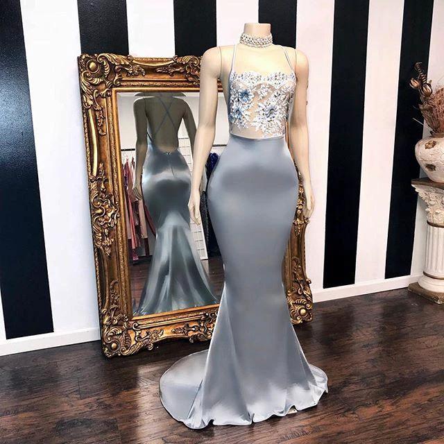 Sexy Sequins Sleeveless Mermaid Prom Dresses Glitter Halter Red Evening Gowns - Image 2