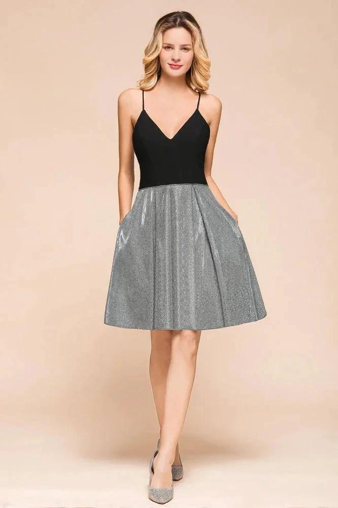 Sexy Sleeveless Short Homecoming Dress Bright V-Neck Party Dress with Pocket - Image 3