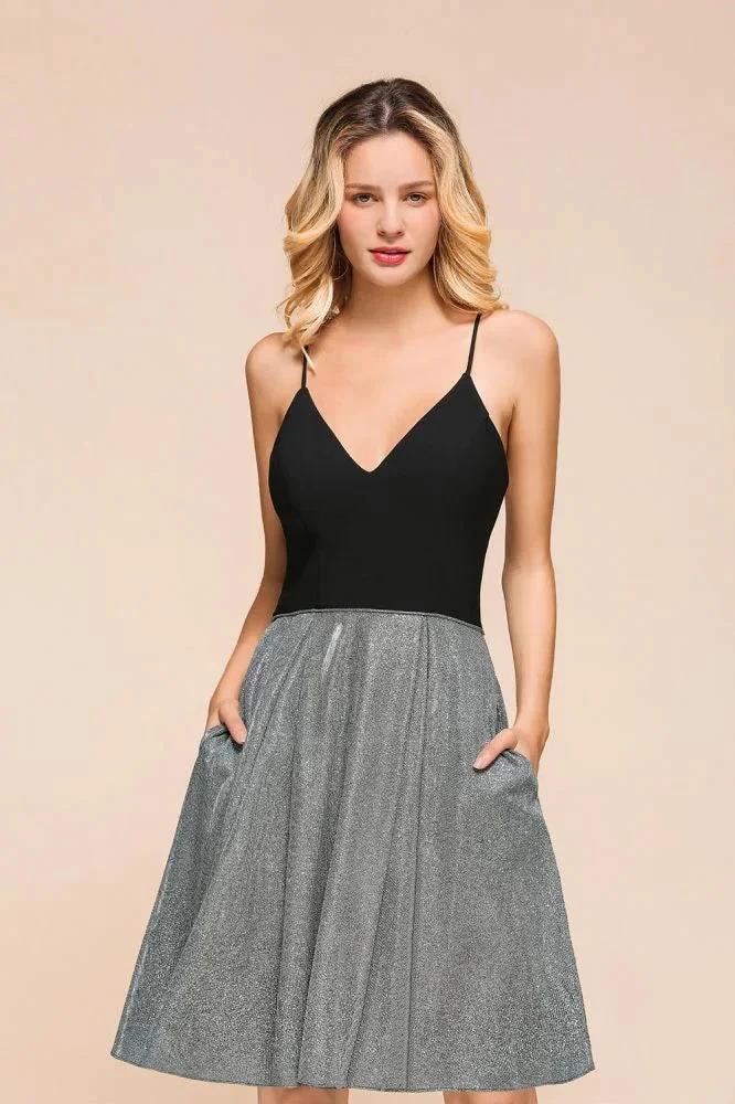 Sexy Sleeveless Short Homecoming Dress Bright V-Neck Party Dress with Pocket - Image 4