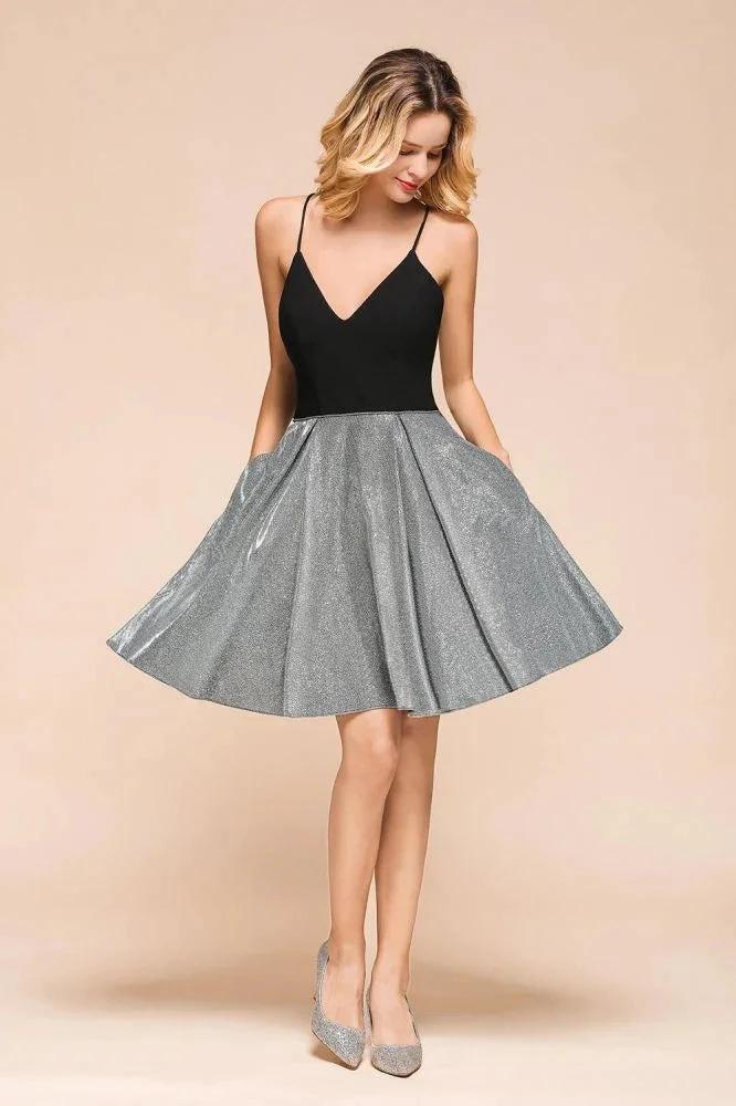 Sexy Sleeveless Short Homecoming Dress Bright V-Neck Party Dress with Pocket - Image 5