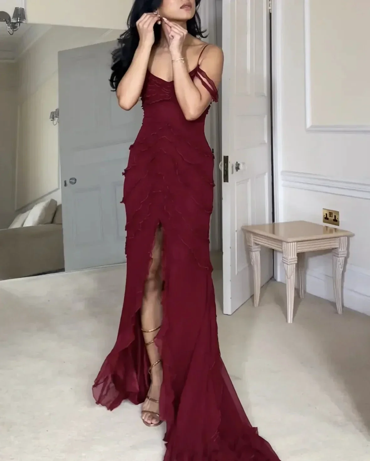Sexy Slit Mermiad Prom Dress Long Chiffon Evening Dress Party Gown Y7547 - Image 2