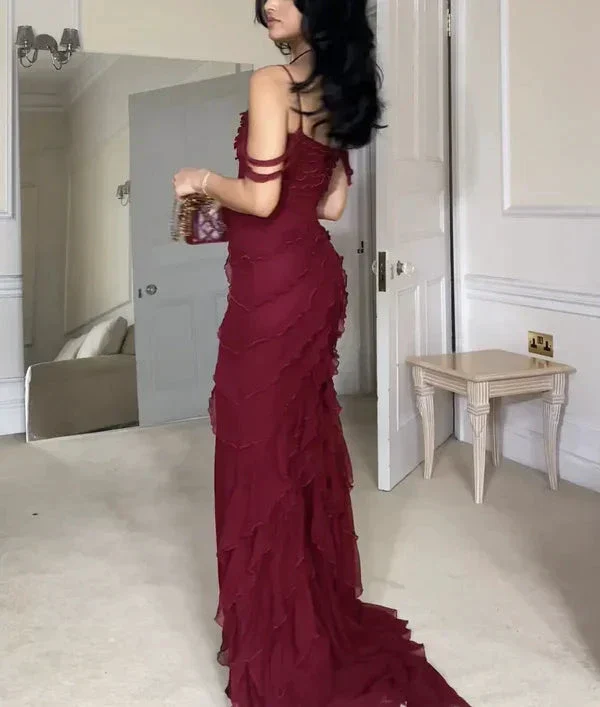 Sexy Slit Mermiad Prom Dress Long Chiffon Evening Dress Party Gown Y7547 - Image 3