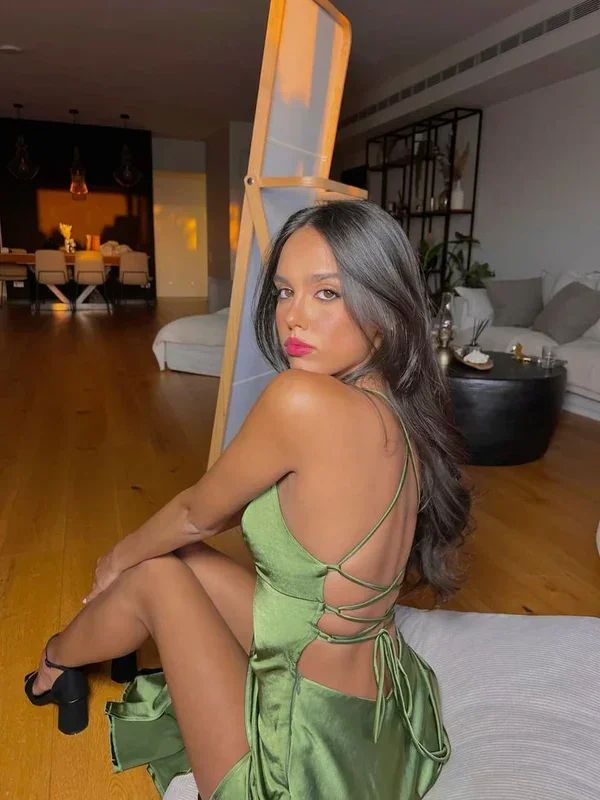 Sexy Spaghetti Straps Green Prom Dress Long Slit Evening Dress Y7912 - Image 2