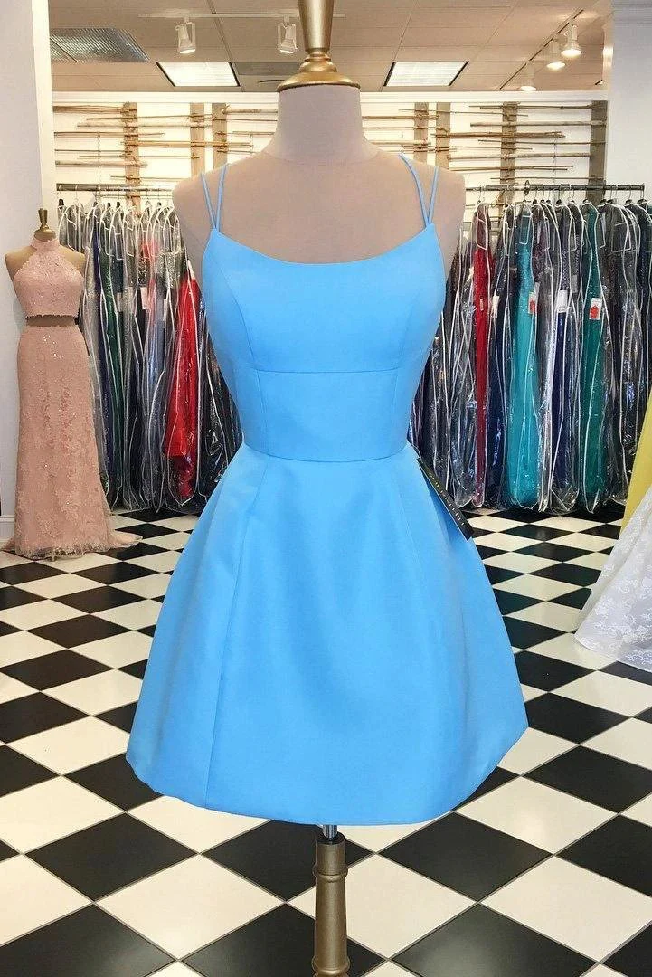 Sexy Spaghetti Straps Short Pink Homecoming Dress with Pockets PD102 - Image 3